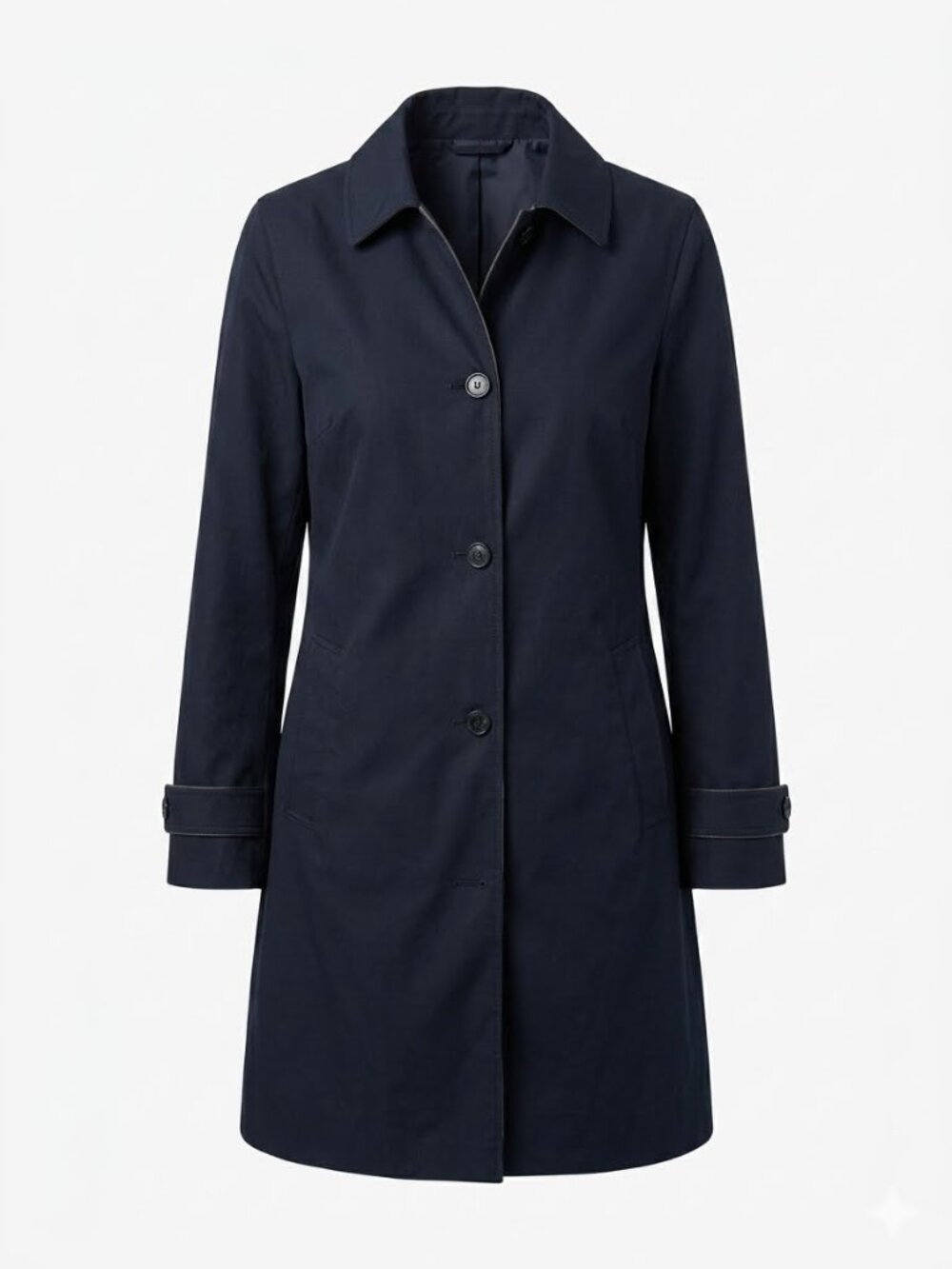 Lauren Ralph Lauren Black Lined Single Breasted Pockets Hooded A-line Raincoat